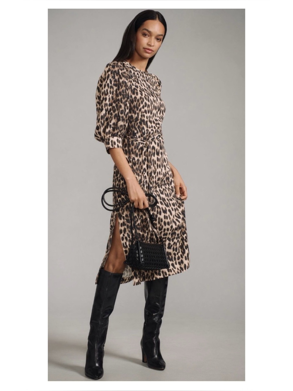 NWT Anthropologie Baum und Pferdgarten Alya Tie Waist Dress In Brown Size 6